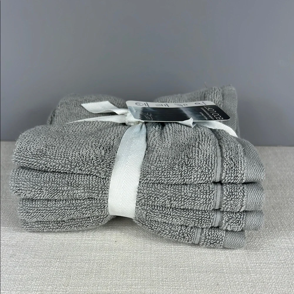 Loft by Loftex 4 Washcloths Gray 100% Cotton Ultra Soft ECO LOFT 4 pc NEW